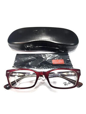 Ray Ban RB5150 2023 Glossy Red Rectangle Eyeglasses Frame 50-19 135 Case Cloth